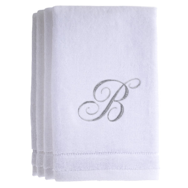 Set of 4 monogrammed towels - Initial B