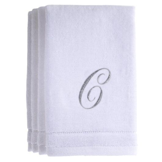 Set of 4 monogrammed towels - Initial C
