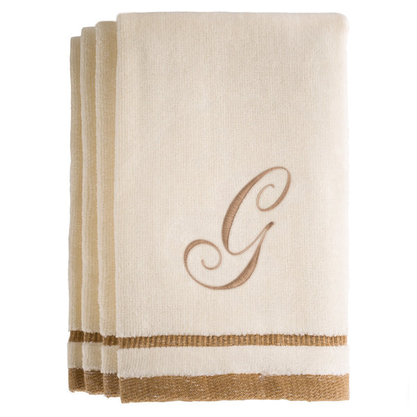 Set of 4 monogrammed towels - Initial G