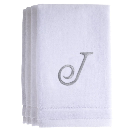 Set of 4 monogrammed towels - Initial J