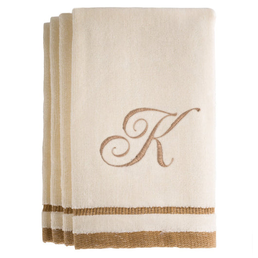 Set of 4 monogrammed towels - Initial K
