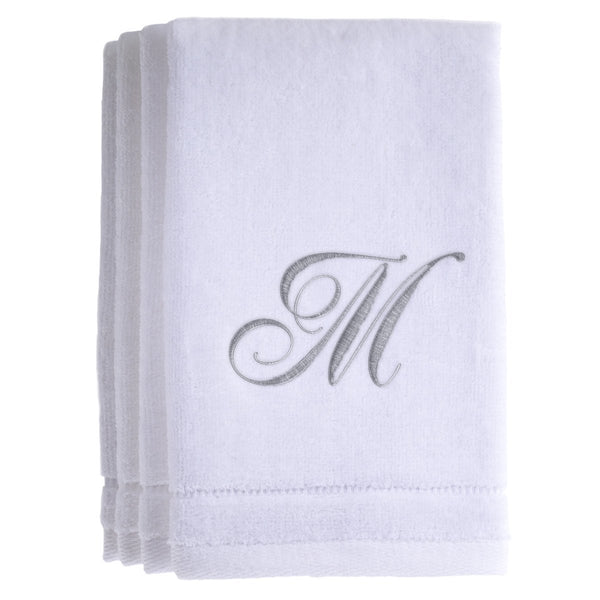 Set of 4 monogrammed towels - Initial M