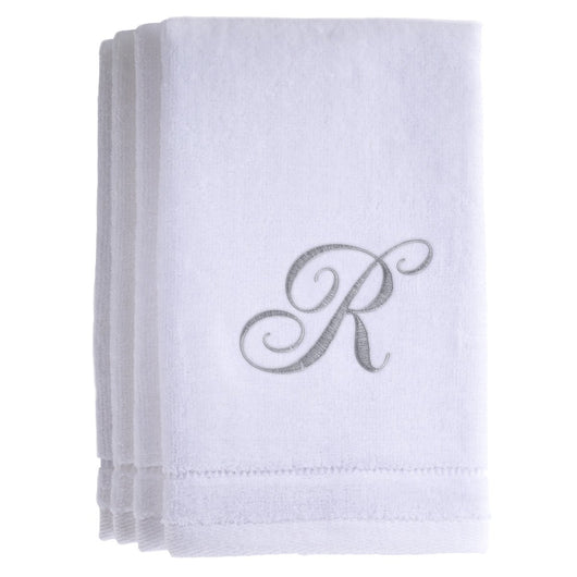 Set of 4 monogrammed towels - Initial R
