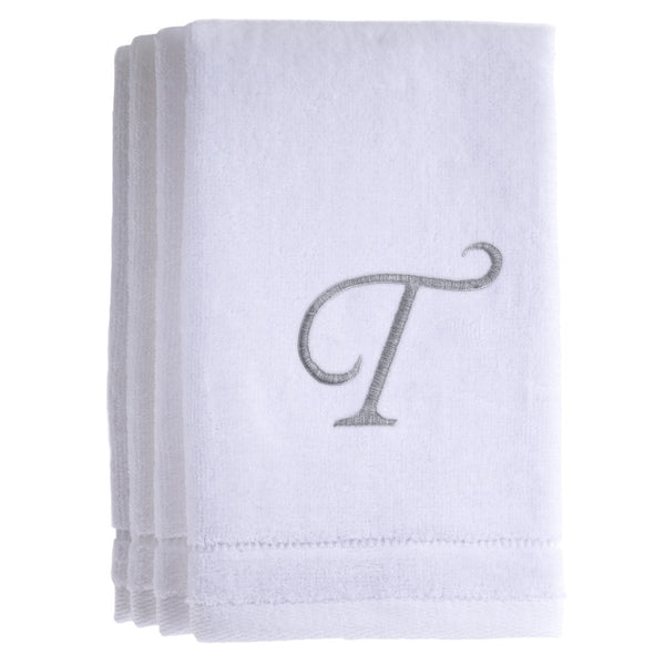Set of 4 monogrammed towels - Initial T