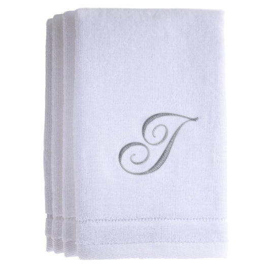 Set of 4 monogrammed towels - Initial I
