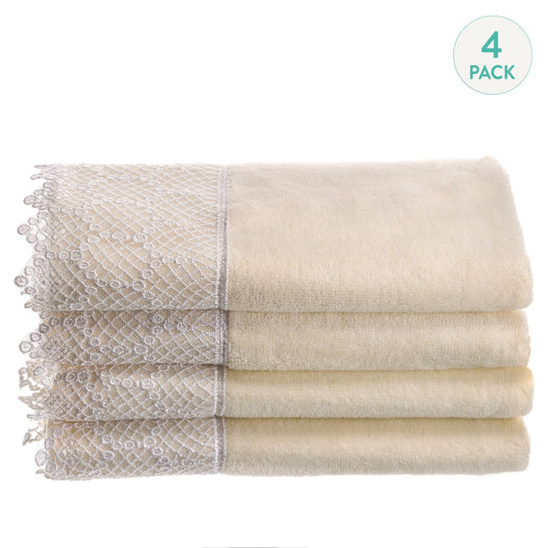Ivory Lace Towels - Set of 4